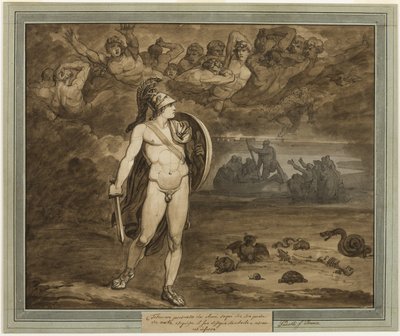 Telemachus, Gelovend dat Zijn Vader, Ulysses, Dood Is, Zoekt Hem in de Onderwereld, uit De Avonturen van Telemachus, Boek 18 door Bartolomeo Pinelli