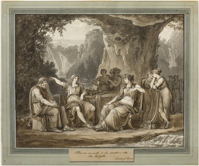 Telemachus Vertelt Zijn Avonturen aan de Godin Calypso, uit De Avonturen van Telemachus, Boek 1 door Bartolomeo Pinelli