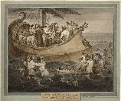 Telemachus en Mentor in een Galerij na de Vlucht van het Eiland Calypso, uit De Avonturen van Telemachus, Boek 8 door Bartolomeo Pinelli