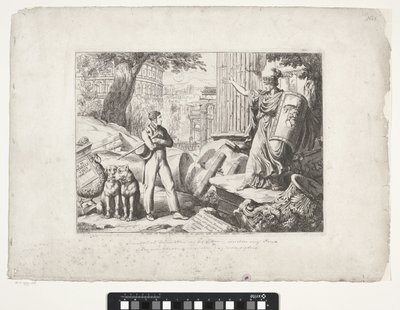 Titelprent met Bartolomeo Pinelli en Roma door Bartolomeo Pinelli