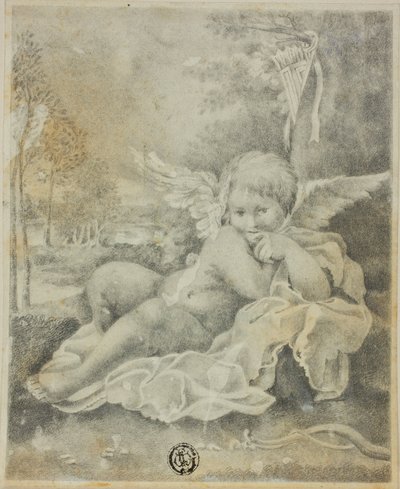 Cupido in een landschap door Bartolomeo Schedoni