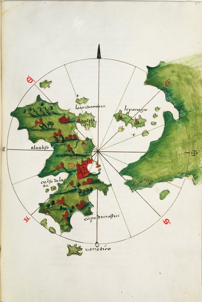 Khios en aangrenzend vasteland, ca. 1485 door Bartolomeo da li Sonetti