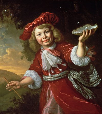Homo Bulla: Een jongen die bellen blaast, ca. 1665 door Bartolomeus van der Helst