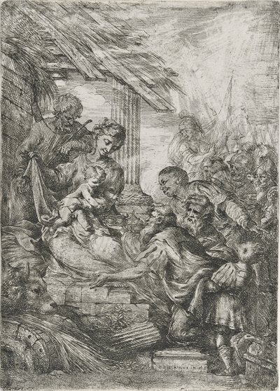 Aanbidding der koningen (Het offer van de wijzen), na 1657 door Bartolommeo Biscaino