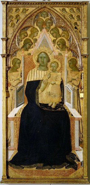 Madonna en Kind op de Troon, omringd door Engelen door Bartolommeo Bulgarini