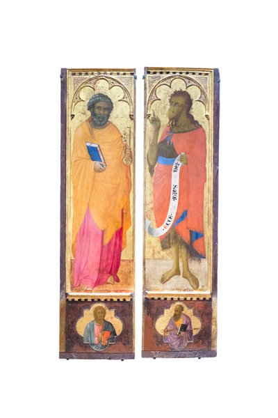 St. Petrus en st. Johannes de Doper; een apostel en st. Paulus door Bartolommeo Bulgarini