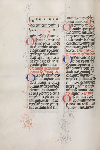 Missale: Fol. 146v: Muziek voor verschillende gebeden..., 1469 door Bartolommeo Caporali