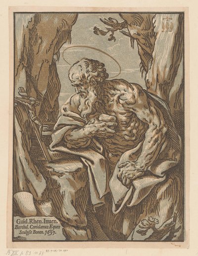 Heilige Hieronymus in de wildernis door Bartolommeo Coriolano