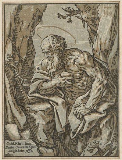 Sint Hiëronymus, naar Guido Reni, 1637 door Bartolommeo Coriolano