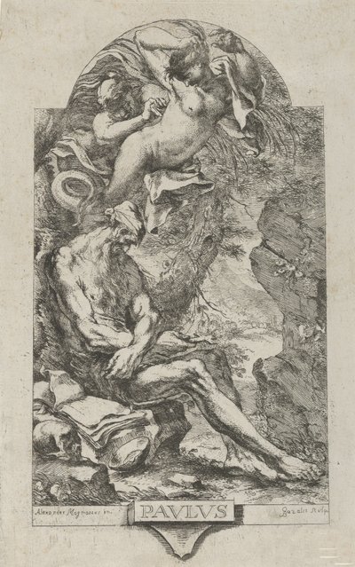 Sint Paulus van Thebe verleid door een demon, naar Magnasco, ca. 1720-30 door Bartolommeo Gazalis