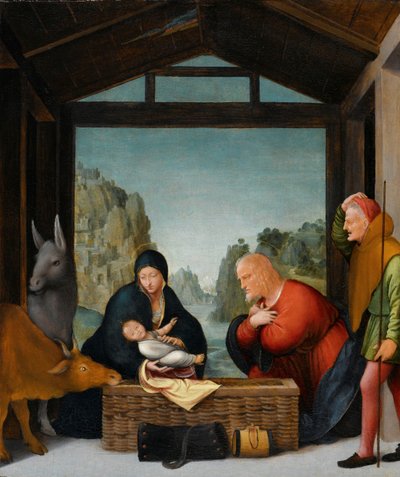 De aanbidding van de herders door Bartolommeo Suardi (circle of)