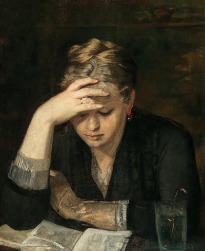 De lezer Portret van Dina Babanina, een nicht van de kunstenaar door Bashkirtseva
