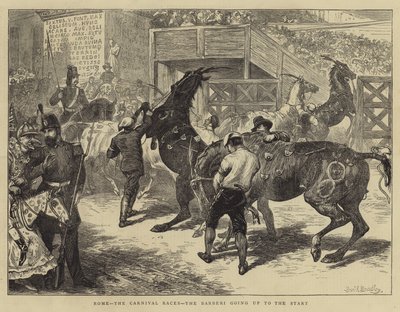 Rome, de Carnavalsraces, de Barberi gaan naar de Start door Basil Bradley