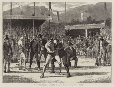 Westmoreland sporten, zwaar worstelen, Grasmere door Basil Bradley