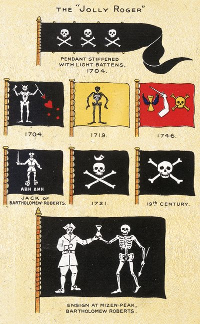Een selectie van 18e-eeuwse piratenvlaggen door Basil Lubbock