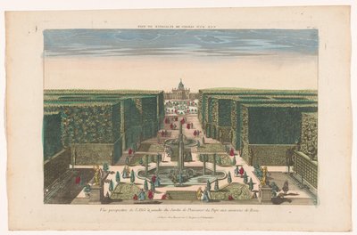 Gezicht op een laan van een tuin van de paus in de omgeving van de stad Rome door Basset