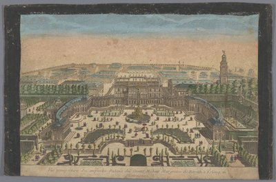 Gezicht op het paleis van de markgraaf van Bayreuth te Erlang door Basset
