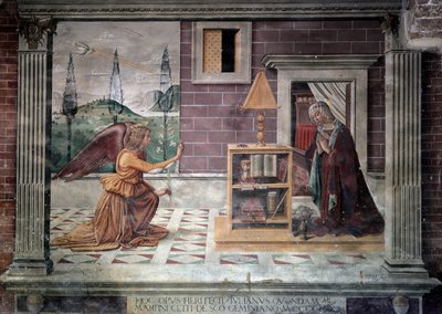 Maagd van de Aankondiging (Vergine annunziata) - Fresco door Bastiano Mainardi