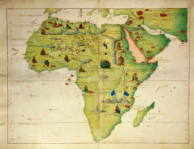Afrika, uit Atlas van de Wereld in drieëndertig Kaarten, door Battista Agnese door Battista Agnese