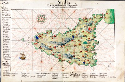 Kaart van Sicilië door Battista Agnese