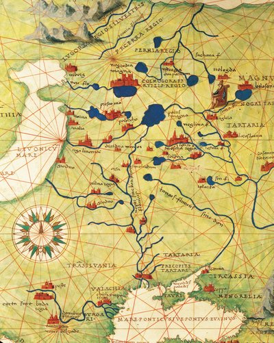 Oost-Europa en Centraal-Azië: Transsylvanië en Rusland, uit Atlas van de Wereld in drieëndertig Kaarten, door Battista Agnese door Battista Agnese
