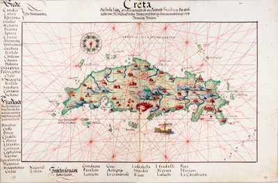 Kaart van Kreta 1554 door Battista Agnese