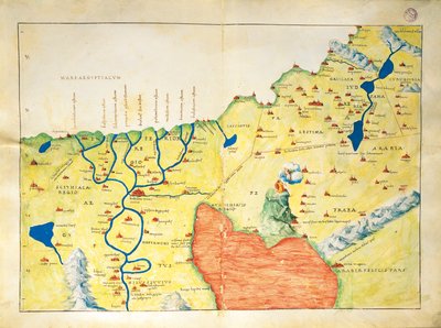 Nijldelta, Rode Zee en Sinaïberg, uit Atlas van de Wereld in drieëndertig Kaarten, door Battista Agnese door Battista Agnese