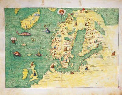 Noord-Europa, uit Atlas van de Wereld in drieëndertig Kaarten, door Battista Agnese door Battista Agnese