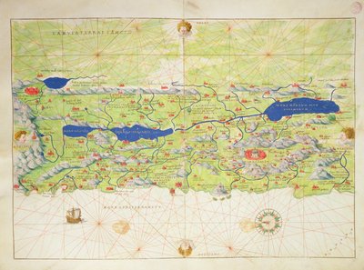 Het Heilige Land, uit een Atlas van de Wereld in 33 Kaarten, Venetië, 1 september 1553 door Battista Agnese
