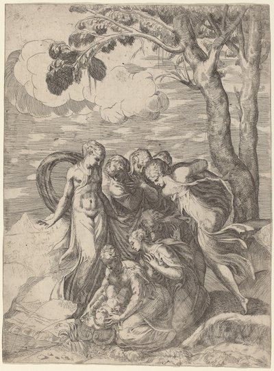 De vondst van Mozes door Battista Angolo del Moro, after Andrea Meldolla, called Schiavone