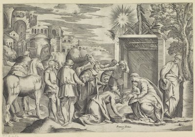 Aanbidding door de koningen door Battista Franco