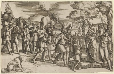 Abraham betaalt Tienden aan Melchisedek door Battista Franco