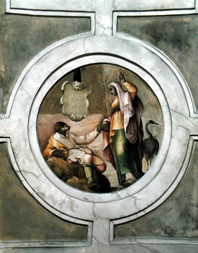 Voorstelling van een van de Deugden, van het plafond van de Grimani-kapel door Battista Franco