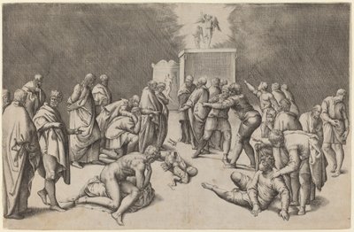 De Ark van de Heer in de Tempel van Dagon door Battista Franco