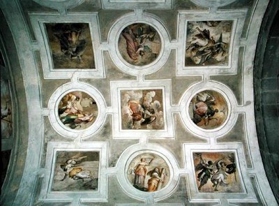 Uitzicht op het gewelf, van het plafond van de Grimani-kapel door Battista Franco
