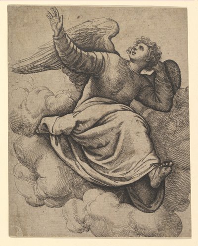 Engel zittend op een wolk, ca. 1560 door Battista Franco Veneziano