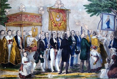 Processie van de Confrerie du Tres Saint Sacrament, begin 19e eeuw door Bautz Bautz