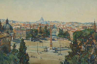 Rome, vanaf de Pincio, Piazza Del Popolo door Beatrice Mary Seccombe Leech