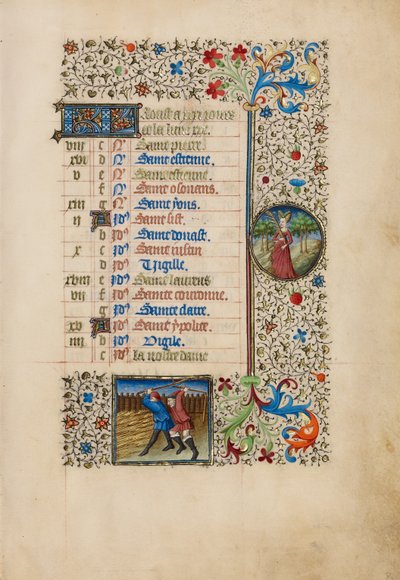 Augustus Kalenderblad; Dorsen; Maagd door Bedford Master