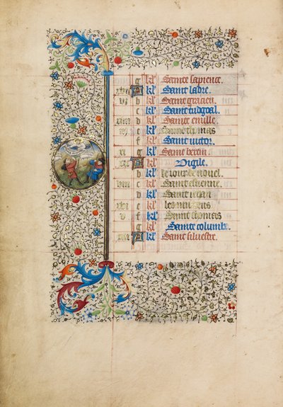 December Kalenderblad; De Aankondiging aan de Herders door Bedford Master