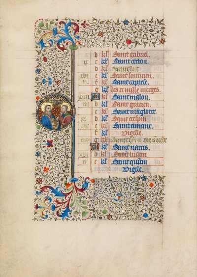 Oktober Kalenderblad; Heiligen Simon en Judas door Bedford Master