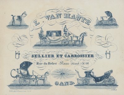 Advertentie voor L van Haute, zadelmaker en koetsenbouwer, Gent, België door Belgian School