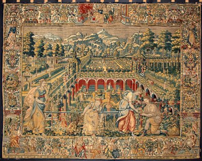 Scène van fruitoogst. Wandtapijt van de manufacturen van Brussel. 16e eeuw Genua, Musei di Strada Nuova door Belgian School