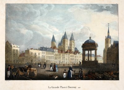 De Grote Markt in Doornik, 1816, ca. 1895 door Belgian School