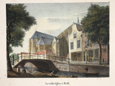 De Oude Kerk in Delft, ca. 1895 door Belgian School
