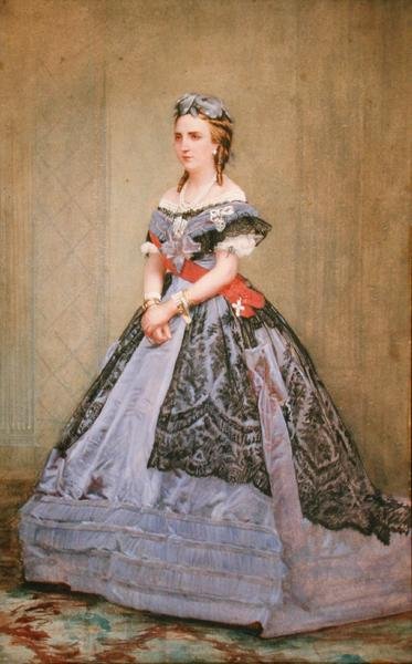 Portret van Charlotte van Saksen-Coburg-Gotha, prinses van België en keizerin van Mexico door Belgian School