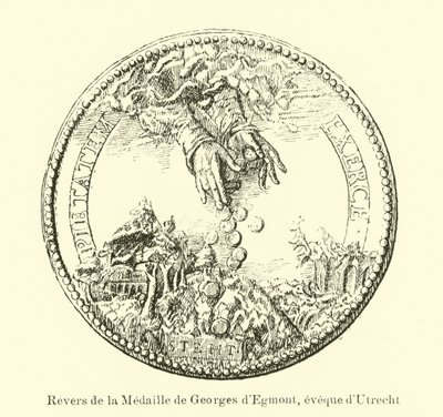 Keerzijde van een medaille van George van Egmond, bisschop van Utrecht door Belgian School