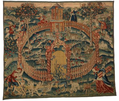 Wandtapijt, Park au Cerfs, gemaakt in Doornik, België, ca.1500 door Belgian School