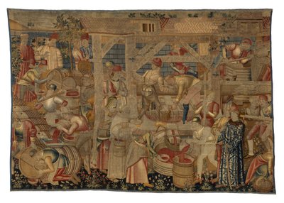 Tapijt met de Wijnpersers, uit Doornik, ca.1460-70 door Belgian School