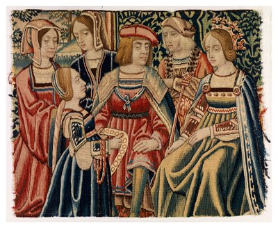 Tapijtrestant die het Huwelijk van Lodewijk XII met Anna van Bretagne afbeeldt, uit Brussel door Belgian School